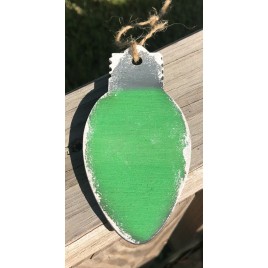 Primitive Green Light Bulb Christmas Ornament 