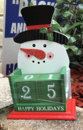 Wood Snowman Happy Holidays Christmas Countdown Blocks