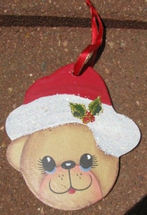  Wood Christmas Ornament 1160 - Bear with Hat