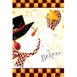 131437 - Believe Primitive Snowman House Flag 