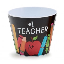 Teacher Gifts 1421303 #1 Teacher on front with message on back. Plastic Pot