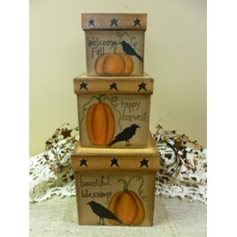 Primitive Nesting Box 202-144 Pumpkin Crow Box set of 3 