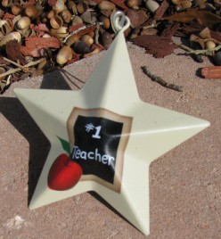 OR205 - #1 Teacher Metal Christmas Ornament