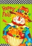 Happy Fall  2244 Checkered Scarecrow Garden Flag 