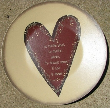 Primitive Wood Plate 2473N - No matter What...Home Plate