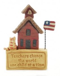 27410-Teachers Change the World one child at a time resin school house 