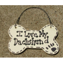 Wood Dog Bone 29-2083  I Love My Dachshund or We Love Our Dachshund