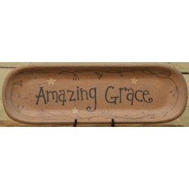 Primitive Wood Oval Plate 30860- Amazing Grace  