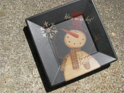 Primitive Wood Snowman Plate 31485ID- Have an Ice Day