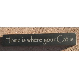 Primitive Mini Wood Block 32316HB - Home is Where Your Cat Is 