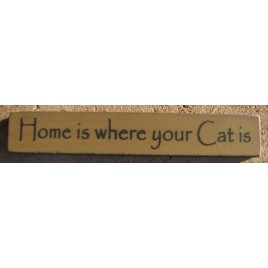 Primitie Wood Block 32316HG - Home is Where Your Cat Is 