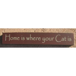 Primitie Wood Block 32316HM - Home is Where Your Cat Is 