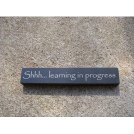 32322SB -Shh...Learning in Progress mini wood block 