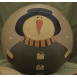 32330SJG- Snowman Wood Green  Ball Decorative 