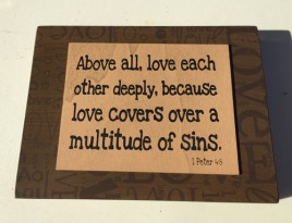 Primitive Wood Box Sign 32509A- Above All  Love each other 