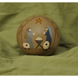 Primitive Wood Ball 32533 - Nativity Wood Ball 