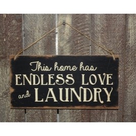 Primitive Wood Sign 3454ELNB - Endless Love and Laundry Sign