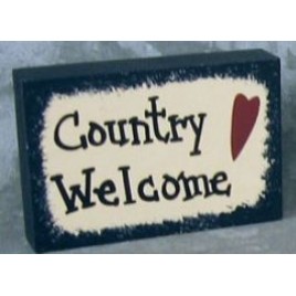 Primitive Wood Block 35111CW-Country Welcome