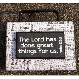 Primitive Wood Box Sign 36747LU - The Lord as done great things for us Psalm 126:3