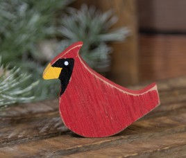 Distressed Wooden Cardinal Sitter 