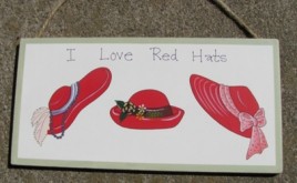 Red Hats Wood Sign 38B - I Love Red Hats  