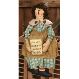 3D6048-Live Well Love Much Laugh Often Primitive Doll