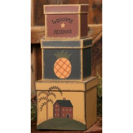 3B1305-Welcome Friends set of 3 nesting boxes