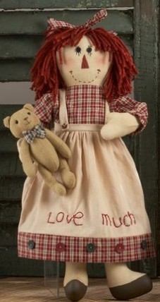 40888- Red Cherkered Doll Girl w/bear