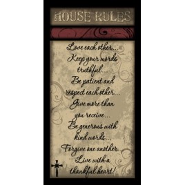  452HRS - House Rules Swirl wood sign 