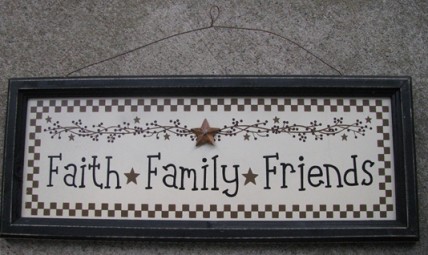  45376FFF Faith  Family  Friends wood black framed sign 