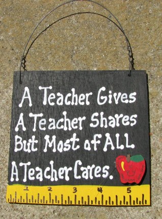 Teacher Gift 5208 A Teacher Gives A teacher shares but most of all a Teacher Cares with Ruler/Apple