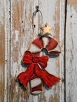 5663 Wood Candy Cane Ornament with Gold Star 
