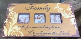 60991F - Family As for me and my house we will serve the Lord wood picture frame 