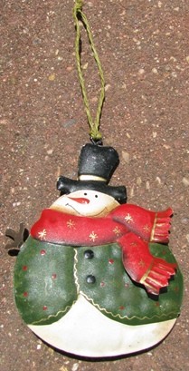 62315GVRS - Snowman Green Vest Metal Ornament 