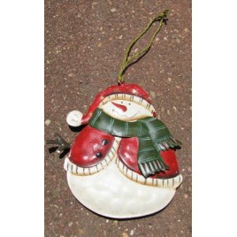  62315RVGSRH- Snowman Metal Green scarf and red vest ornament