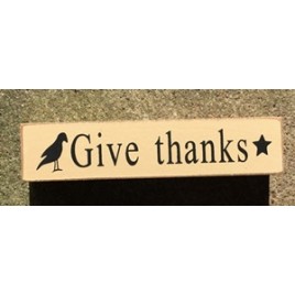6W1979Gt - Give Thanks crow and star wood Block 