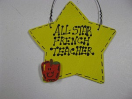 French Teacher Gifts 7029 All Star French Teacher wood star 