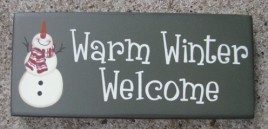 Primitive Wood Block 8317WWW-Warm Winter Welcome