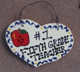 Teacher Gifts Number One 835 Fifth Grade Teacher Wood Heart 