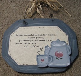 847CB-Cup of Coffee wood sign 