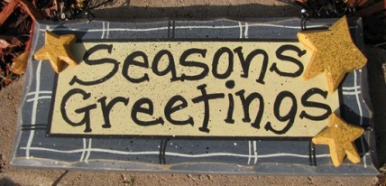 8651B - seasons greetings wood sign 
