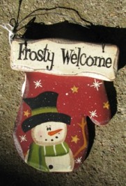 8969 - Frosty Welcome Snowman Wood Mitten