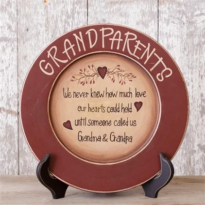 Primitive Wood Plate - We Never Knew How Much Love our Hearts - Grandparents