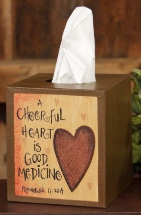  Primitive Tissue Box Cover Paper Mache' 8tb313  A Cheerful Heart 
