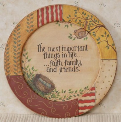 8W1230 -  The most important things in life...faith family and friends wood plate