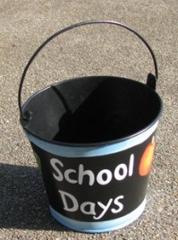 90851B - School Days Blue Tin teacher Bucket with Handle 