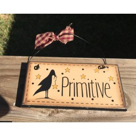 91176PC - Primitive Black Crow Wood mini Sign