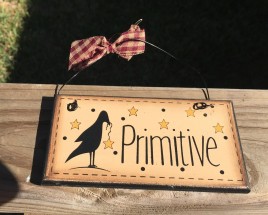 91176PC - Primitive Black Crow Wood mini Sign