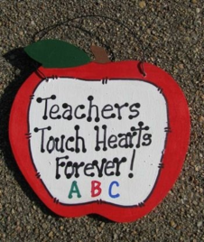 Teachers Gifts - 9171F   Teachers Touch Hearts Forever wood sign