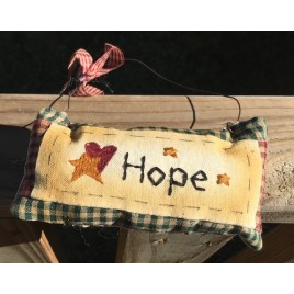 99280H Hope Mini Pillow with gingham ribbon Hangs by wire